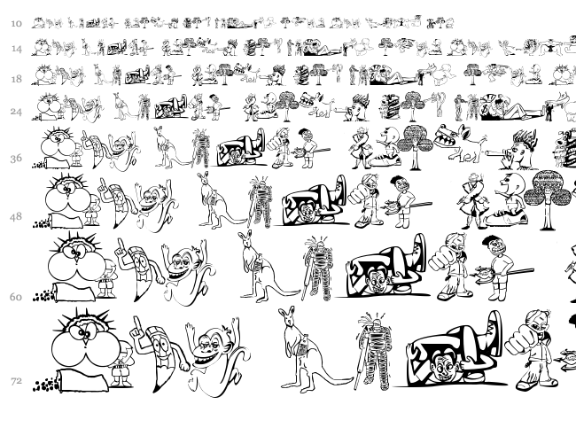 Random Thing 1 font waterfall